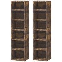 HOMCOM 204 CD Media Display Shelf Unit Set of 2 Blu-Ray Tower Rack w/Adjustable Shelves Bookcase Storage Organiser, Rustic Brown