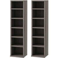 HOMCOM 204 CD Media Display Shelf Unit Set of 2 Blu-Ray Tower Rack w/Adjustable Shelves Bookcase Storage Organiser, Mocha Wood Effect