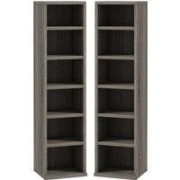 HOMCOM CD Media Display Shelf Unit Tower Rack with Adjustable Shelves, Set of 2