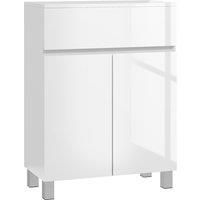 kleankin Freestanding Bathroom Cabinet, High Gloss Storage Cabinet with Doors and Adjustable Shelf, 60 x 30 x 80 cm, White
