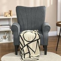 HOMCOM Armchair, Upholstered Modern Accent Chair with High Back, Rolled Arms and Wood Legs, Soft Thick Padded Living Room Chair, Grey
