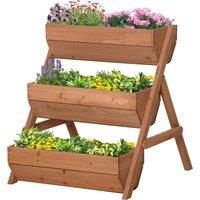 Outsunny 3 Tier Raised Garden Bed Wooden Elevated Planter Box Kit, 66L for Flower, Vegetable, Herb, 65x75x78cm, Brown