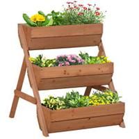 Outsunny 3 Tier Raised Garden Bed Wooden Elevated Planter Box Kit, Brown