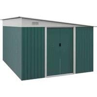 Outsunny 11.3 x 9.2ft Garden Metal Storage Shed Outdoor Metal Tool House with Double Sliding Doors and 2 Air Vents, Green