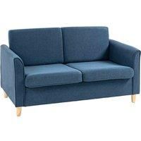 Double Seat Sofa Loveseat Couch 2 Seater Linen Armchair with Wood Legs
