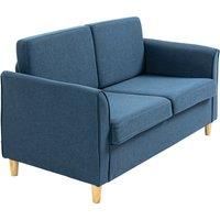 HOMCOM Compact Loveseat Sofa, Modern 2 Seater Sofa for Living Room with Wood Legs and Armrests, Blue