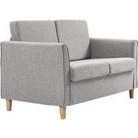 HOMCOM Compact Loveseat Sofa, Modern 2 Seater Sofa for Living Room with Wood Legs and Armrests, Light Grey