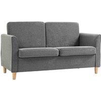 Double Seat Sofa Loveseat Couch 2 Seater Linen Armchair with Wood Legs