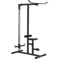 HOMCOM Power Tower Adjustable Pulldown Machine, Dip Station Stand Weighted Ab Crunches Workout Abdominal Exercise For Home Gym Tower Body Building