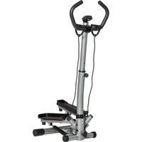 HOMCOM Adjustable Twist Stepper Fitness Step Machine, LCD Screen, Height-Adjust Handlebars, Home Gym, Silver and Black