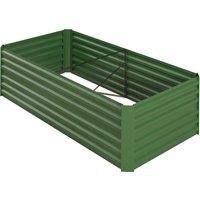 Outsunny Raised Beds for Garden, Galvanised Steel Outdoor Planters with Multi-reinforced Rods, 180 x 90 x 59 cm, Green