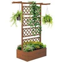 Outsunny Wooden Trellis Planter, Raised Garden Bed - Orange