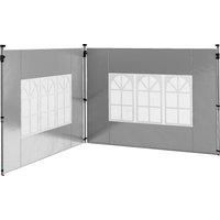 Outsunny Gazebo Side Panels, Sides Replacement with Window for 3x3(m) or 3x4m Pop Up Gazebo, 2 Pack, Grey