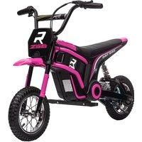 HOMCOM 24V Electric Motorbike, Dirt Bike with Twist Grip Throttle, Music Horn, 12" Pneumatic Tyres, 16 Km/h Max. Speed, Pink