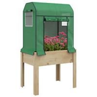 Outsunny Wooden Raised Planter with PE Greenhouse Cover and Bed Liner