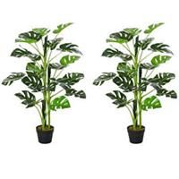 Outsunny 100cm/3.3FT Artificial Monstera Tree Fake Plant in Pot Indoor Outdoor