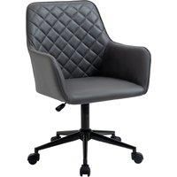 Vinsetto Swivel Office Chair Leather-Feel Fabric Home Study Leisure with Wheels, Grey