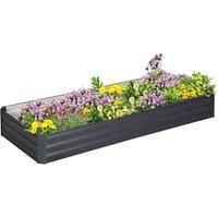 Outsunny 120 x 80cm/241L x 90.5cm Galvanised Raised Garden Bed, Metal Elevated Planter Box with Open Bottom, Outdoor Flower Pot for Growing Flowers, Herbs Grey