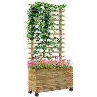 Outsunny Garden Wooden Trellis Planter Box - Natural