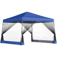 Outsunny 3.6 x 3.6m Outdoor Garden Pop-up Gazebo Canopy Tent Sun Shade Event Shelter Folding with Mesh Screen Side Walls - Blue