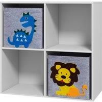 ZONEKIZ Kids Toy Box with Two Non-Woven Fabric Drawers, 61.8 x 29.9 x 61.8 cm, White