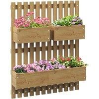 Outsunny Wooden Garden Planters w/ Wall Mounted Trellis