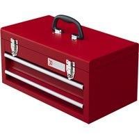 DURHAND Lockable Metal Tool Box, 2 Drawer Tool Chest with Latches, Handle, Ball Bearing Runners, Red