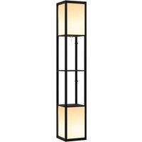 HOMCOM Floor Lamp with Shelves and Dual Light, Modern Corner Standing Lamp for Living Room, Bedroom (Bulb not Included), Black