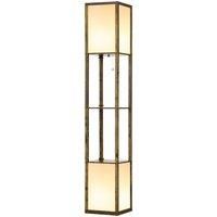 HOMCOM Modern Shelf Floor Lamp with Dual Ambient Light, Standing Lamp Living Room, Bedroom, 156cm, Brown