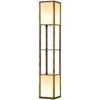 HOMCOM Modern Shelf Floor Lamp with Dual Ambient Light, Standing Lamp Living Room, Bedroom, 156cm, Brown