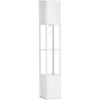 HOMCOM Shelf Floor Lamp With Dual Light - White