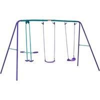 Metal Garden Swing Seesaw Set, Children Outdoor Garden Play Set - Purple