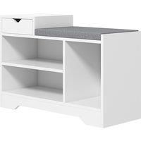 HOMCOM Shoe Storage with Seat, Upholstered Entryway Bench, Shoe Bench with Drawer and 3 Open Shelves for Hallway