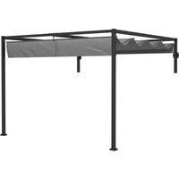 Outsunny 3 x 4m Lean To Pergola, Metal Pergola with Retractable Roof for Grill, Garden, Patio, Deck
