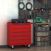HOMCOM Tool Trolley w/ 5 Drawers Steel Tool Chest on Wheels