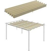 Outsunny Retractable Pergola Shade Cover, Replacement Canopy for 4 x 3 (m) Pergola, Retractable Roof, Beige