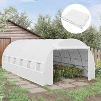 Outsunny 6 x 3 x 2m Greenhouse Replacement Cover ONLY Winter Garden Plant PE Cover for Tunnel Walk-in Greenhouse with Roll-up Windows Door Outdoor, White