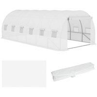 Outsunny Greenhouse Replacement Cover ONLY Winter Garden Plant PE Cover with Roll-up Windows Door, 6 x 3 x 2m White