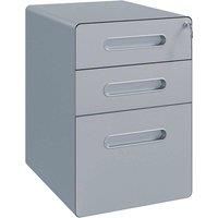 Vinsetto Lockable File Cabinet, Steel Movable Filing Cabinet with 3 Drawers, 4 Rolling Wheels and Pencil Case, Vertical Office Drawer for A4, Letter, Legal Size, Grey