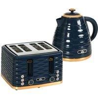 Homcom Kettle And Toaster Set 1 7L Rapid Boil Kettle & 4 Slice Toaster Blue