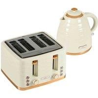 HOMCOM Kettle and Toaster Sets, 3000W 1.7L Rapid Boil Kettle & 4 Slice Toaster with 7 Browning Controls, Defrost, Reheat and Crumb Tray, Otter Thermostat, Beige