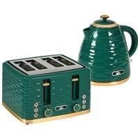 Homcom Kettle And Toaster Set 1 7L Rapid Boil Kettle & 4 Slice Toaster Green