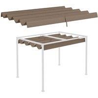 Outsunny Retractable Pergola Roof, Sun Shade Cover, UV30+ Protected Replacement Canopy Fabric for 3 x 2.15m Pergola, Coffee