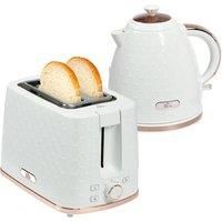 HOMCOM 1.7L 3000W Fast Boil Kettle & 2 Slice Toaster Set, Kettle and Toaster Set with Auto Shut Off, Browning Controls, White