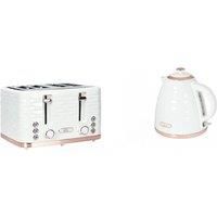 HOMCOM 1.7L 3000W Fast Boil Kettle & 4 Slice Toaster Set, Kettle and Toaster Set with 7 Browning Controls, Crumb Tray, White