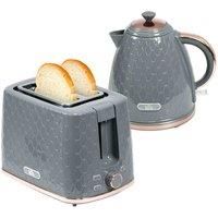 Homcom Kettle And Toaster Set 1.7L Fast Boil Kettle & 2 Slice Toaster Set Grey