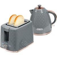 HOMCOM 1.7L 3000W Fast Boil Kettle & 2 Slice Toaster Set, Kettle and Toaster Set with Auto Shut Off, Browning Controls, Grey