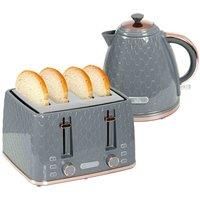 Homcom 1 7L Kettle And Toaster Set With Defrost Reheat And Crumb Tray Grey
