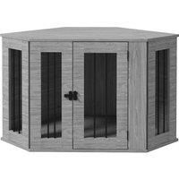 PawHut Dog Crate with Cushion, Conner Dog Crate Furniture, 104 x 55 x 63 cm, Grey