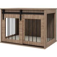 PawHut Dog Crate Furniture with Removable Cushion for Medium-Sized Dogs, 80 x 54 x57 cm, Brown